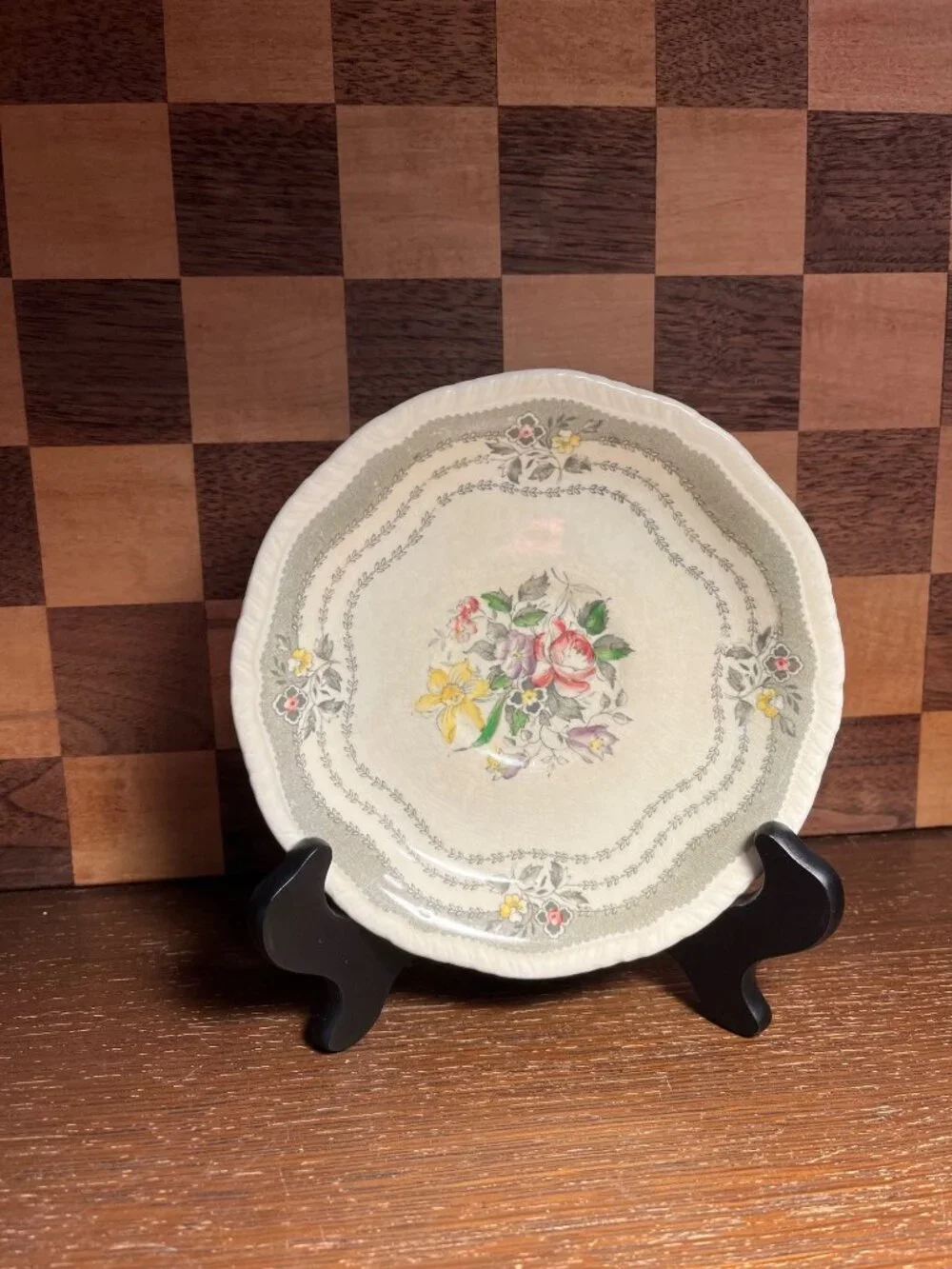Rutland Floral Vintage Saucer A825, small chip back edge